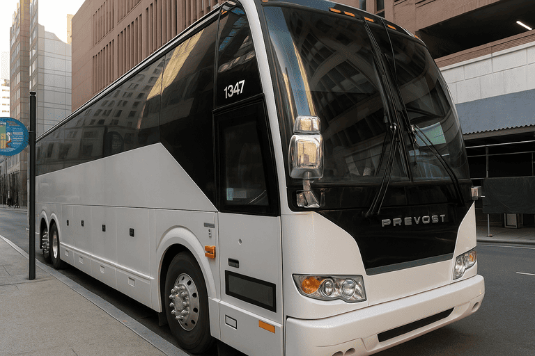 a Oklahoma @City Coach Bus Service coach bus