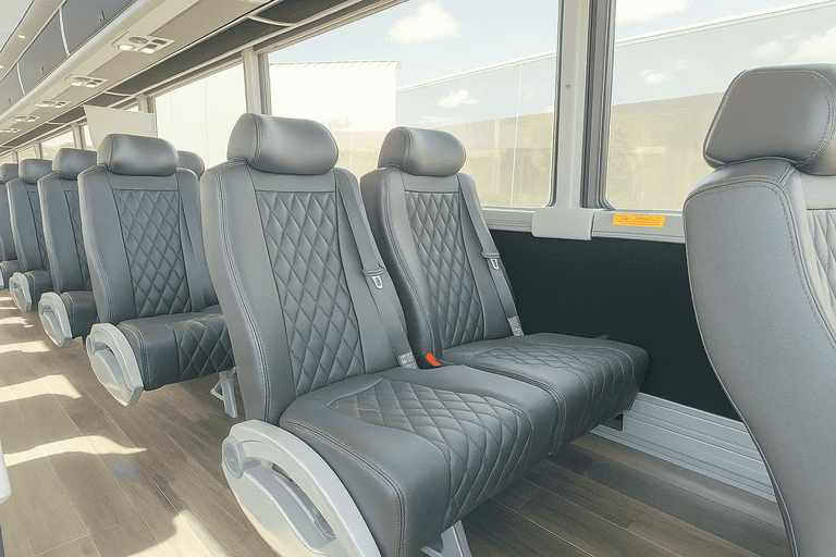 interior of Oklahoma @City Coach Bus Service charter bus